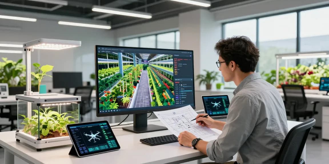 CIKA4D designer innovating indoor agriculture solutions in a modern facility.