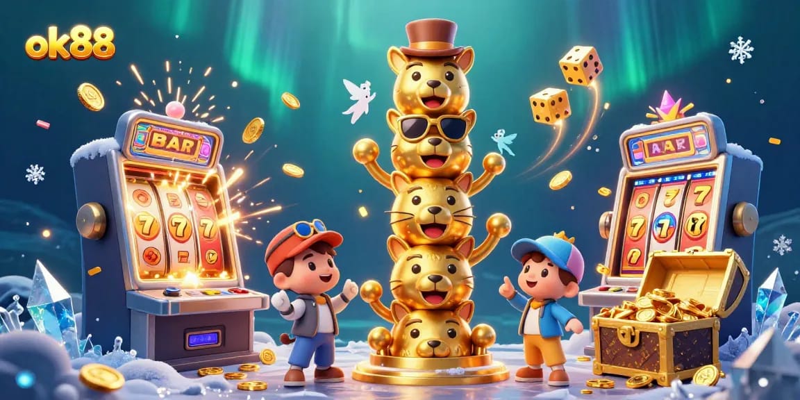 Experience the thrill of ok88 with vibrant casino elements and dynamic animations in an enchanting setting.