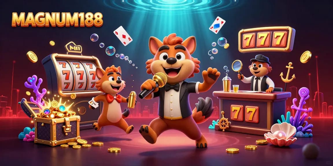 Experience the winning excitement at MAGNUM188 with vibrant 3D hyenas running a lively casino club.