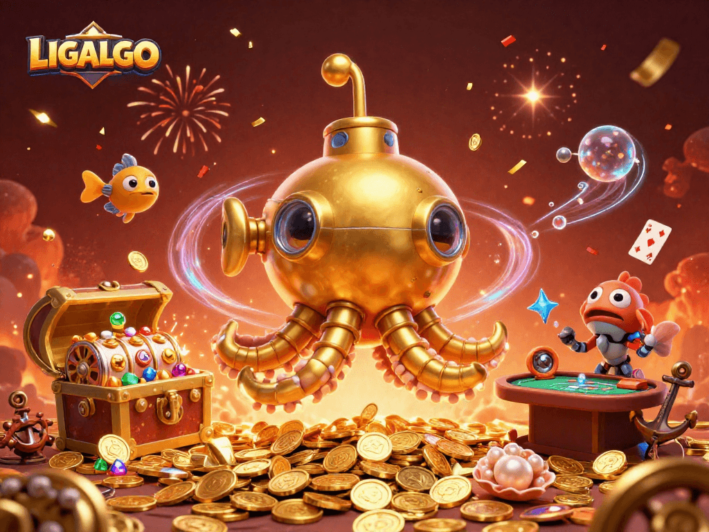 LIGALGO invites players to explore a vibrant underwater casino scene filled with treasures and excitement.