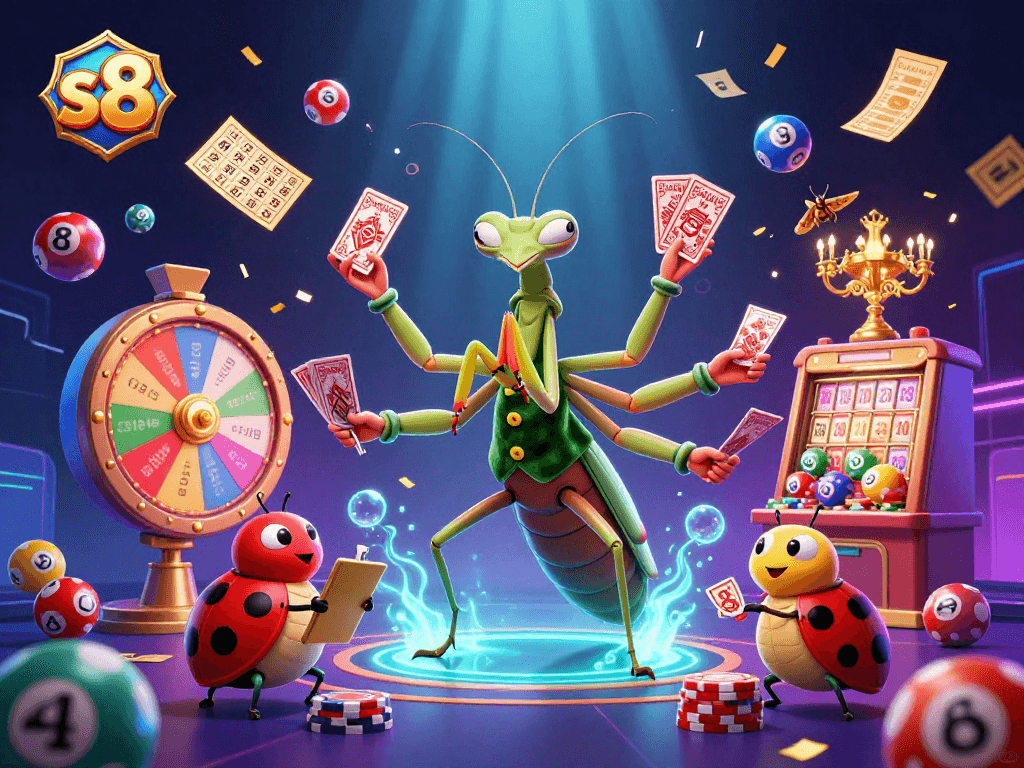 Experience immersive gambling action with s8, featuring lively animated characters and vibrant game elements.
