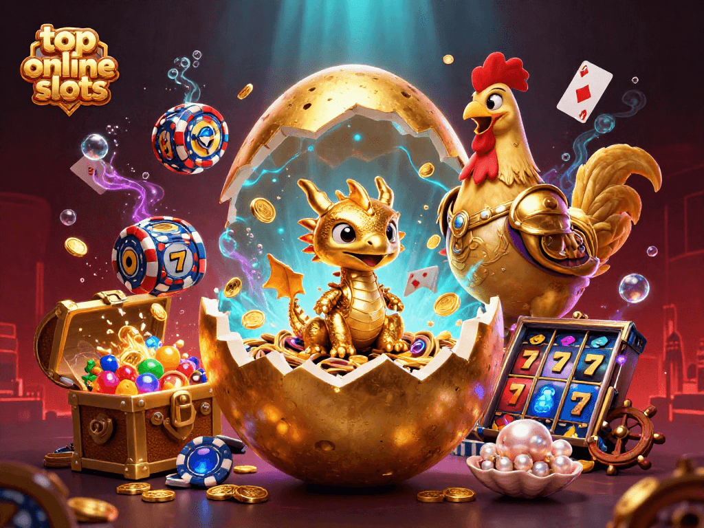 Spin top online slots with a golden dragon and vibrant casino elements in a magical underwater scene.