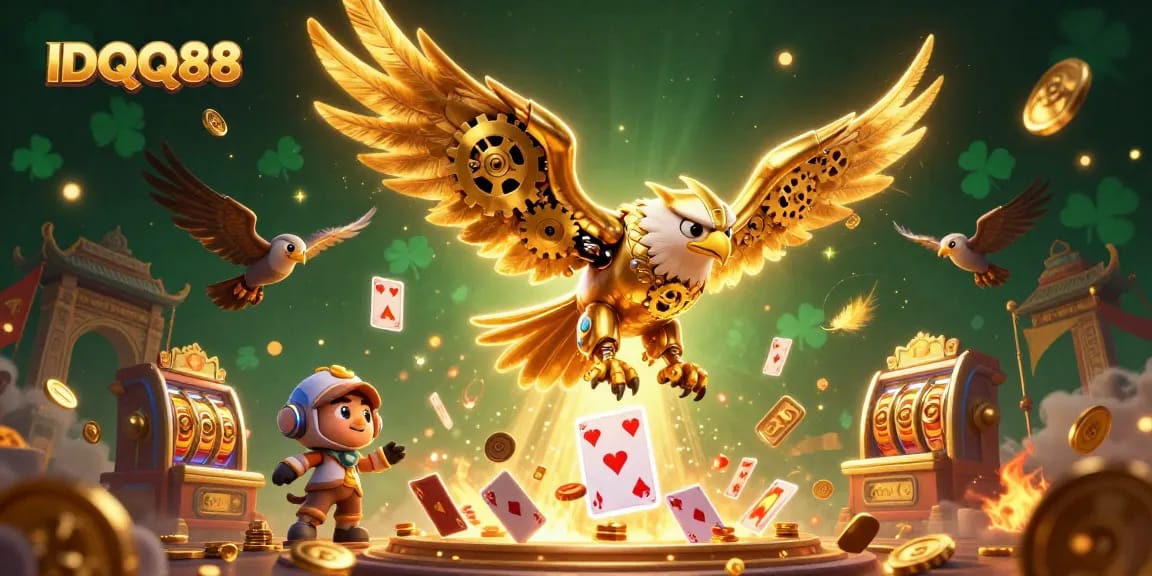 Engage with IDQQ88 and experience slot action in a vibrant, energetic 3D casino scene.