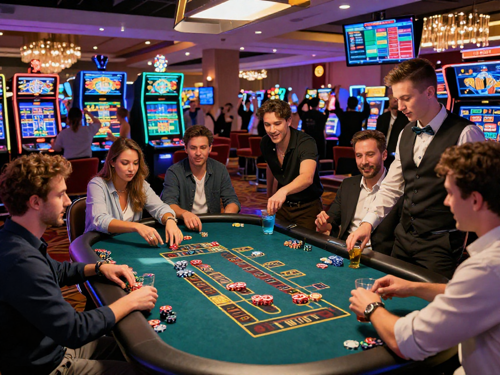 Enjoy an engaging group of friends at http://oxbet-app.com roulette table in a vibrant casino atmosphere.