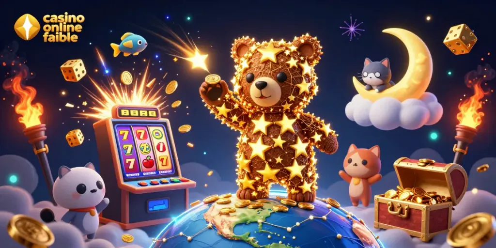 Imagina en un casino online fiable la magia de un oso estelar recogiendo monedas en medio de un jackpot deslumbrante.