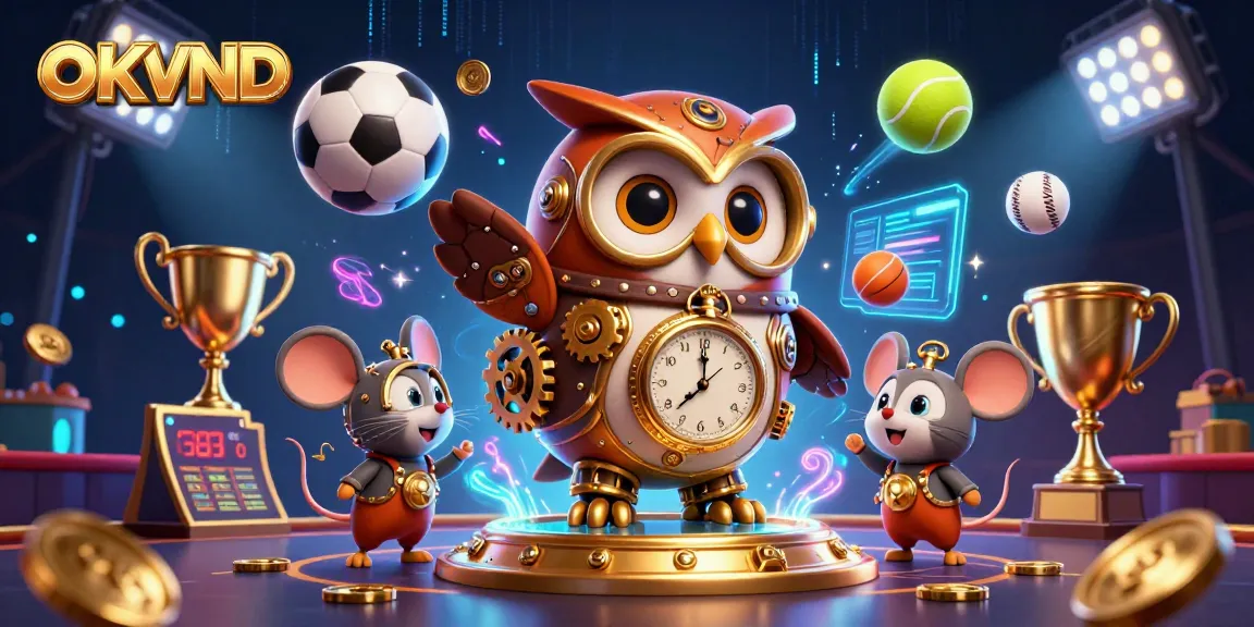 Experience thrilling gameplay with OKVND as the steampunk owl and mouse guide you through dynamic casino elements.