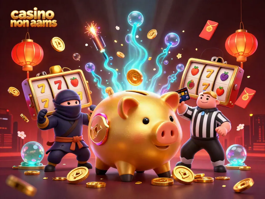 Immagine di un fantastico personaggio del casino non AAMS che festeggia con simboli della fortuna.