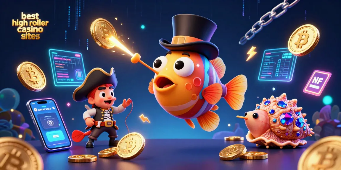 Spin for riches at the best high roller casino sites with glowing mascots and crypto elements!