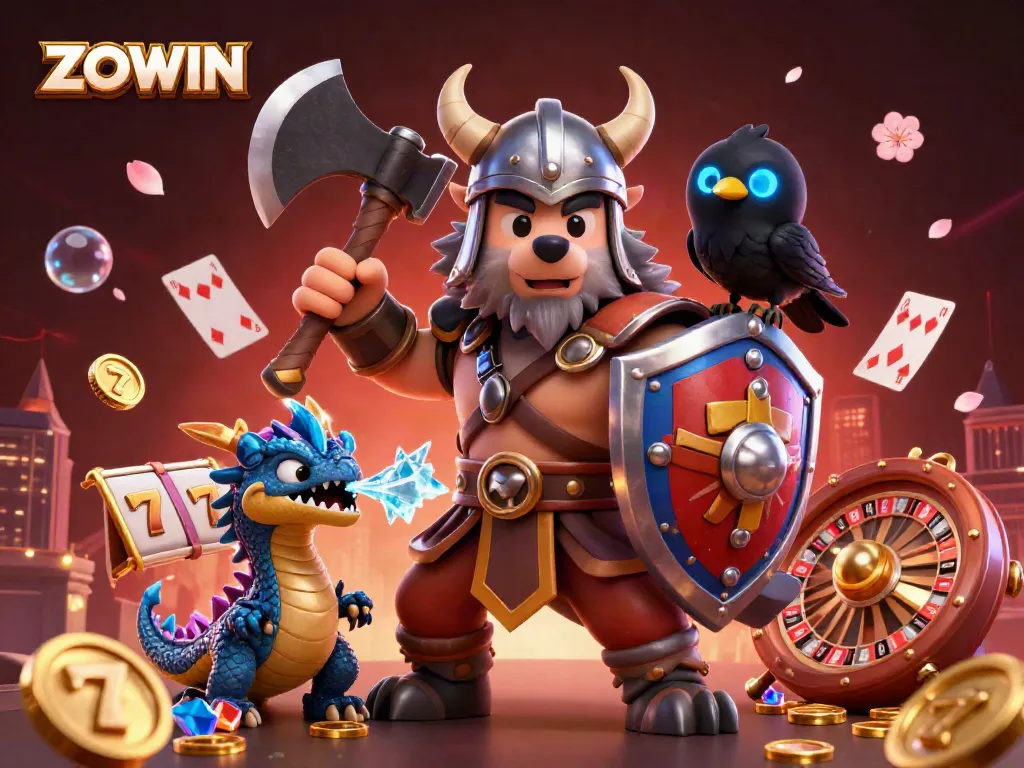 Experience thrilling moments with ZOWIN's immersive gaming scenes featuring iconic characters and vibrant slot elements.