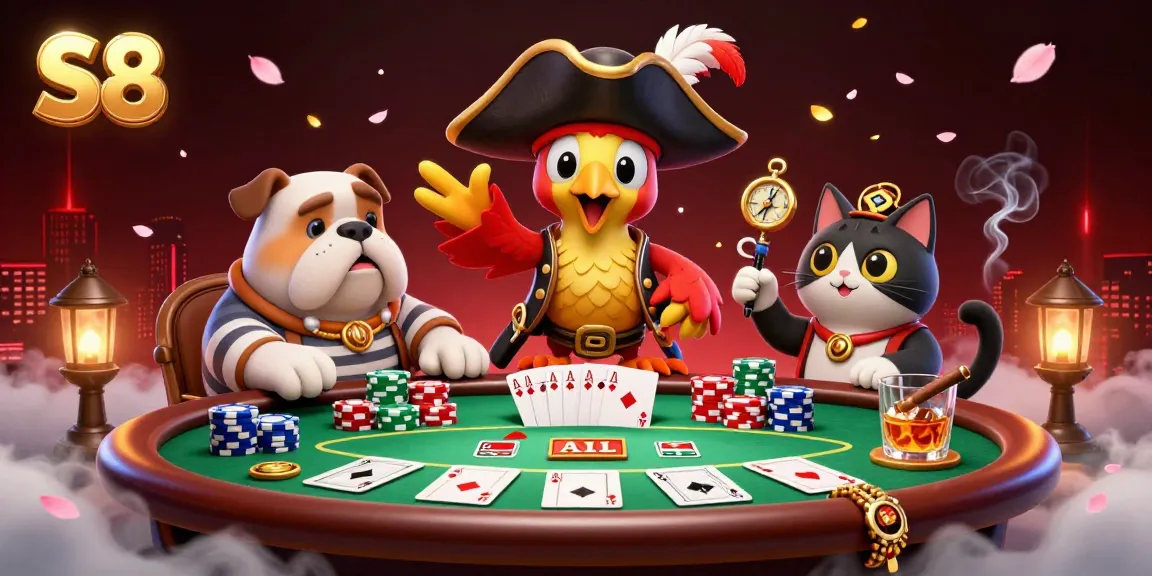 Engage in thrilling poker action with S8 as colorful chips and winning hands create excitement.