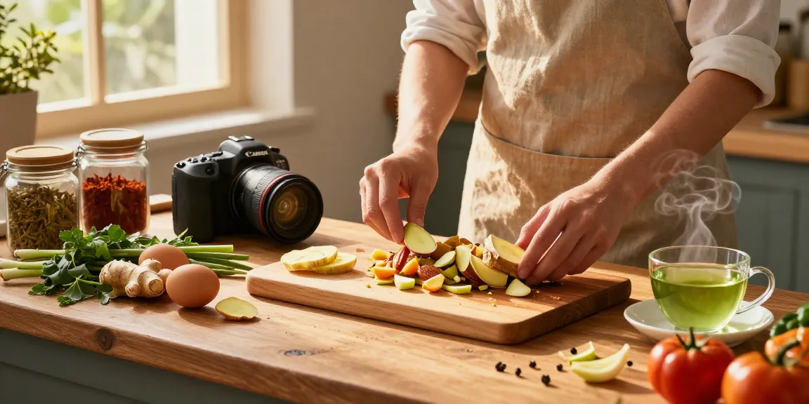 Delicious ginger and lemongrass dish preparation scene in a cozy kitchen showcasing fresh ingredients, perfect for สล็อตเว็บตรง