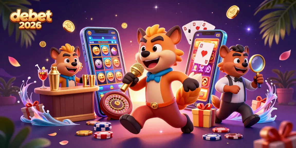Engage with debet2026 as hyenas animate a lively casino setting with vibrant games and humor.