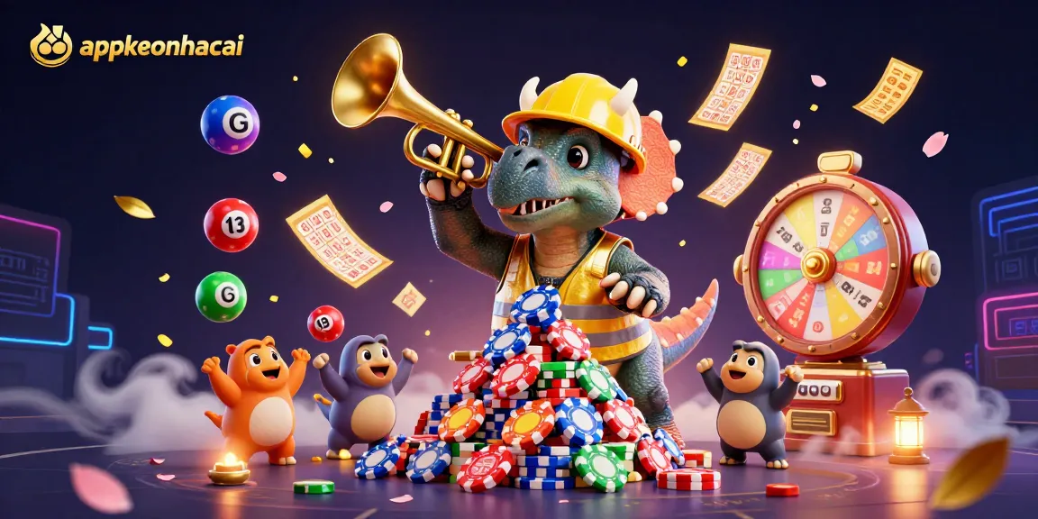 Experience thrilling gameplay with appkeonhacai's dynamic 3D casino scene featuring vibrant characters and elements.