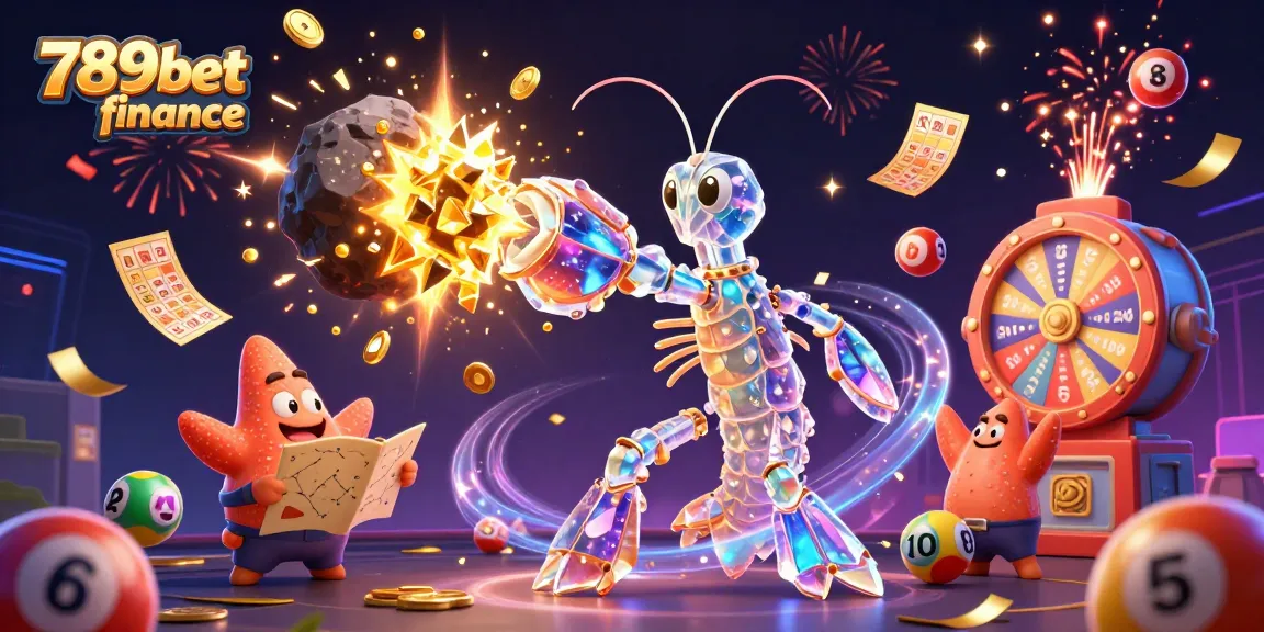 Win big with 789bet finance as the galactic mantis shrimp punches through treasures in this colorful gaming scene.
