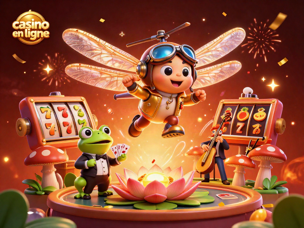 Jouez aux jeux du casino en ligne avec la grenouille croupière et les musiciens