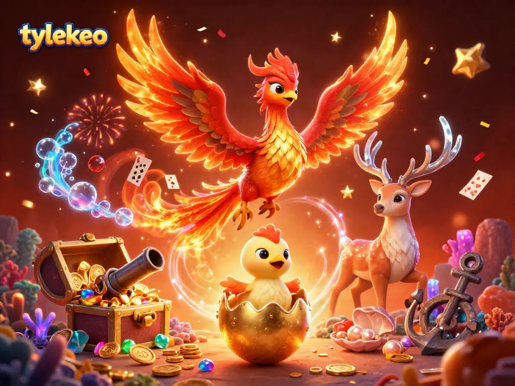 Experience winning strategies with tylekeo, showcasing vibrant casino elements and celebratory visuals.