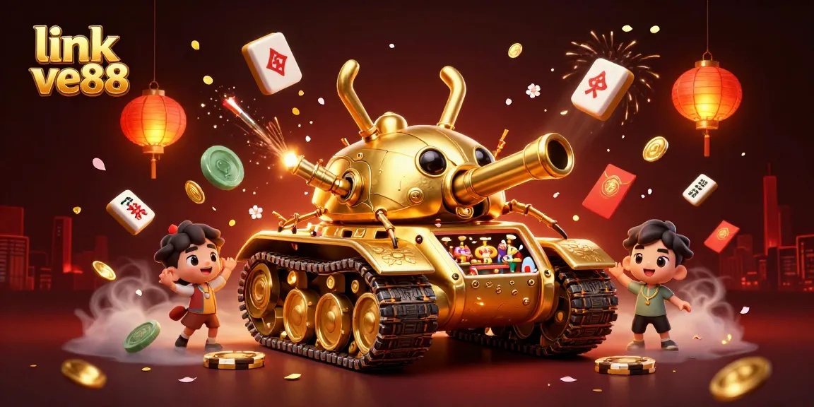 Engage in thrilling gameplay with link ve88 at a vibrant miniature casino in a golden beetle tank.