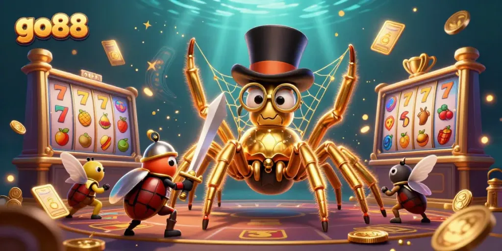 Experience thrilling gameplay with go88's rich casino scene featuring vibrant slots action and dynamic characters.