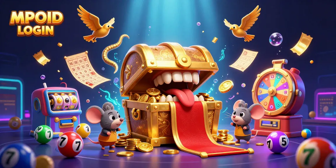 Experience the thrilling MPOID LOGIN adventure with a golden treasure chest in a 3D casino scene.