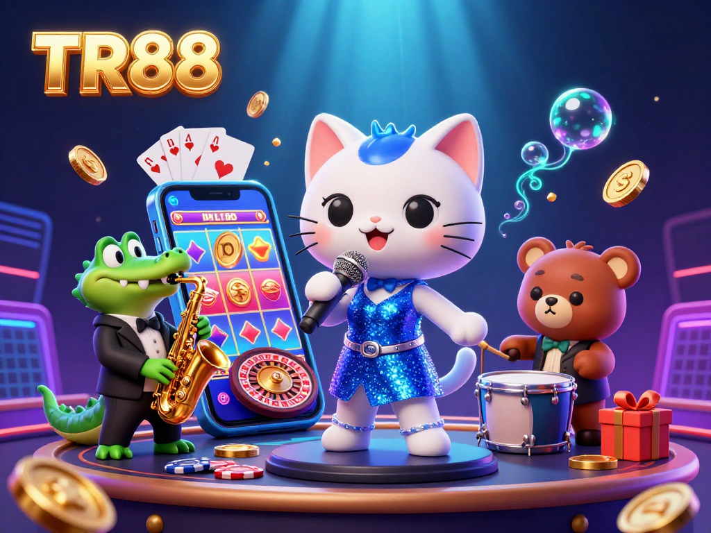 Experience exciting games on TR88 with vivid characters performing live in a vibrant casino atmosphere.