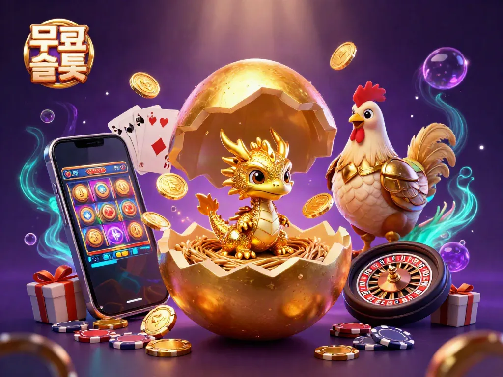 Engage with 무료슬롯 demo featuring a golden dragon and casino elements in an enchanting scene.
