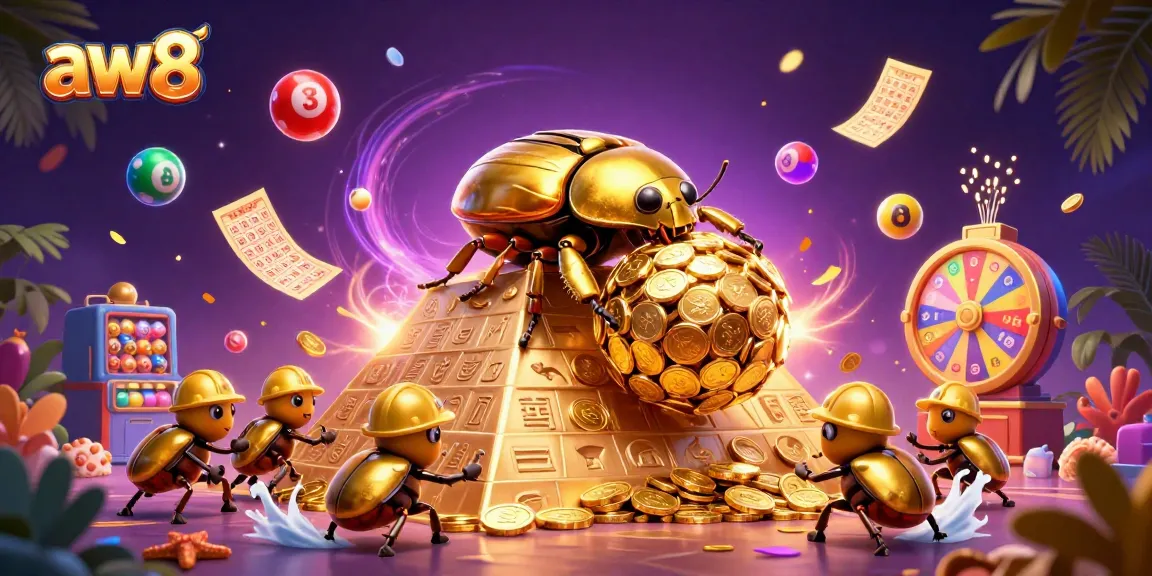 Engage with aw8 casino adventures as golden dung beetles roll coins surrounded by exciting games.