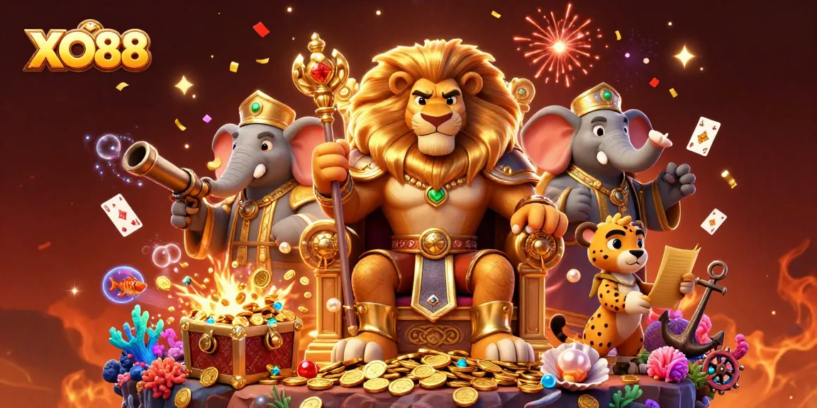 Experience the excitement of XO88 with this vibrant 3D casino illustration showcasing thrilling gaming elements.