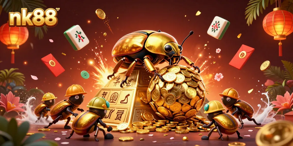 Engage with nk88's thrilling games, featuring vibrant 3D characters and colorful casino symbols.