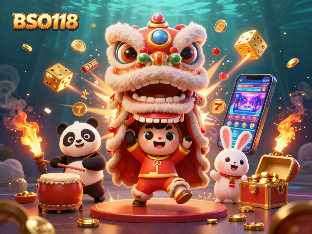 Experience the excitement of BSO118 with a vibrant casino scene featuring dynamic characters and game elements.