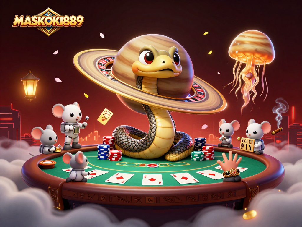 Play and win exciting games at MASKOKI889 with cosmic creatures and vibrant casino elements.