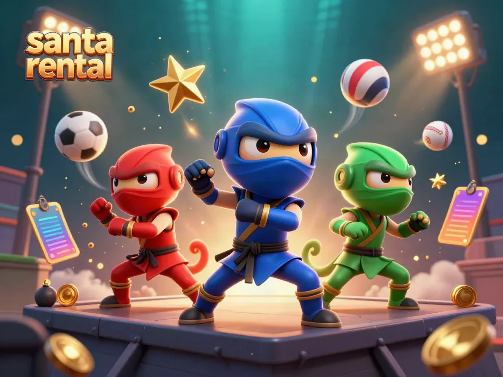 Experience the excitement of a Santa rental with dynamic, vibrant casino elements amplifying holiday spirit.