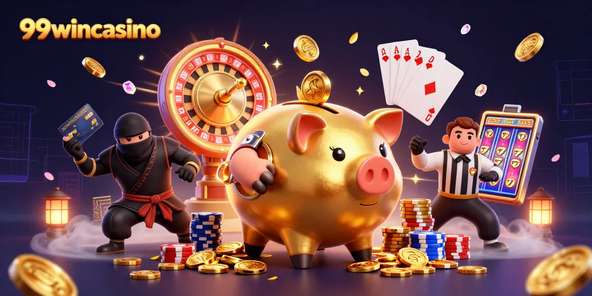 Experience the excitement of gambling at 99wincasino with animated characters battling for golden coins.