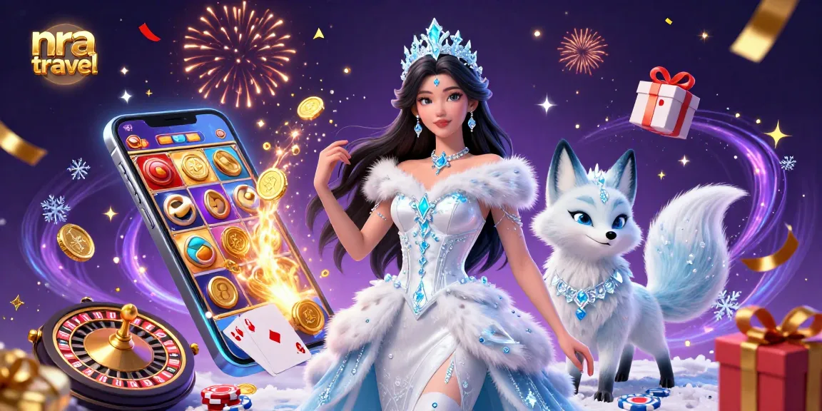 Experience nra travel's excitement with a stunning lady and a fox amidst a vibrant casino scene.