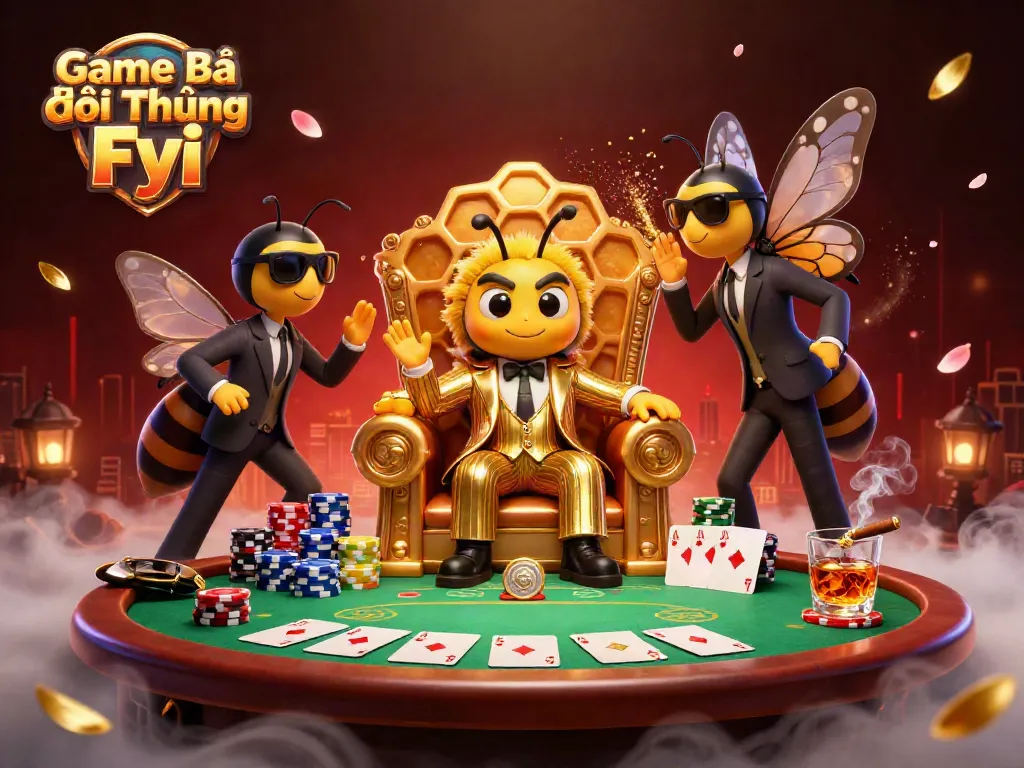 Engage with Game Bài Đổi Thưởng Fyi in an exciting poker scene, showcasing vibrant casino elements.