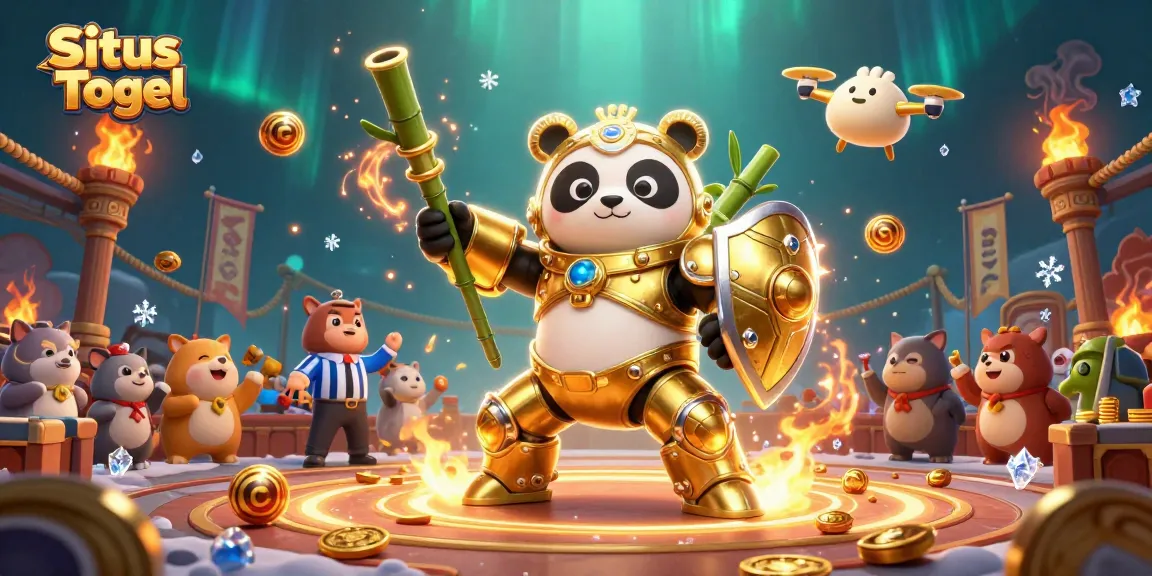 Situs Togel offers an exciting lottery gaming scene with a dynamic 3D illustration displaying vibrant characters and elements.