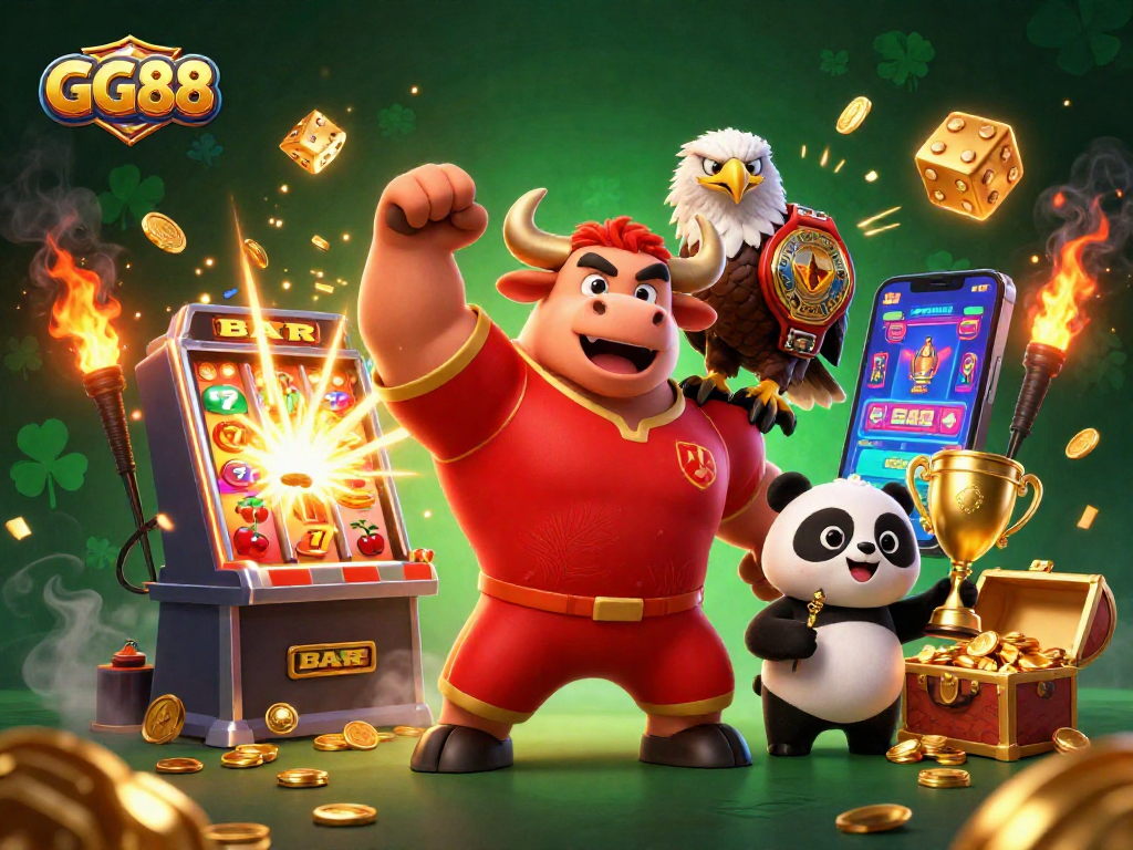 Experience thrilling gaming action with GG88's vibrant 3D characters celebrating jackpot wins.
