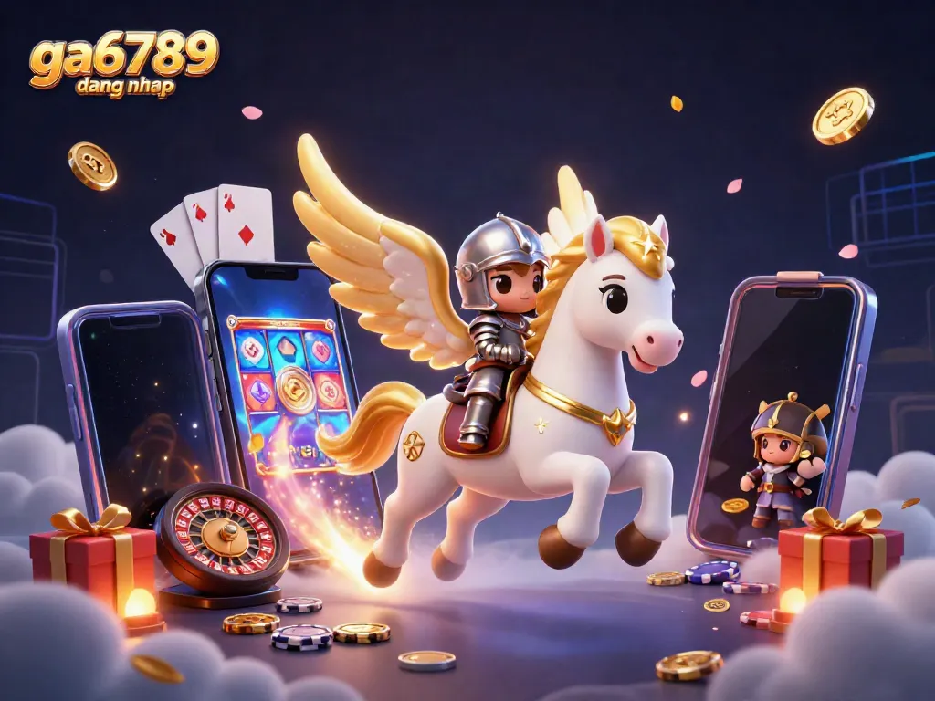 Engage with ga6789 dang nhap by exploring exciting casino games in this vibrant 3D illustration.