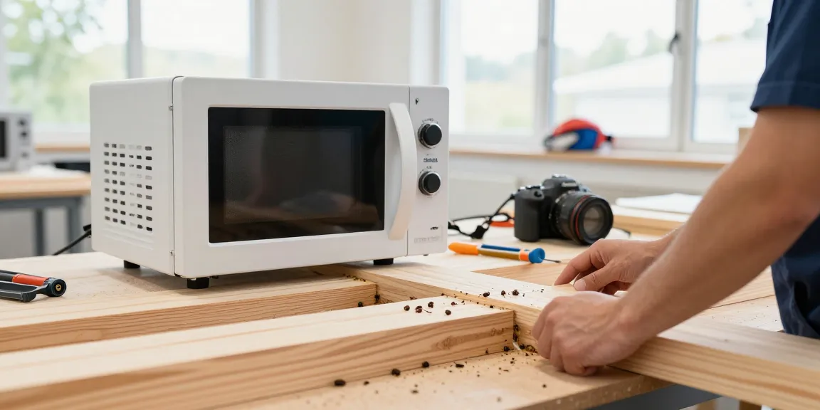 Shashel microwave device in action for chemical-free wood treatment, showcasing effective pest elimination.