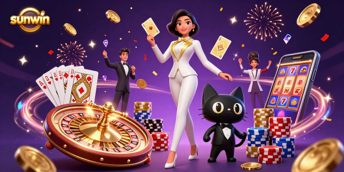 Experience sunwin's thrilling casino scene filled with dazzling elements and energetic gameplay.