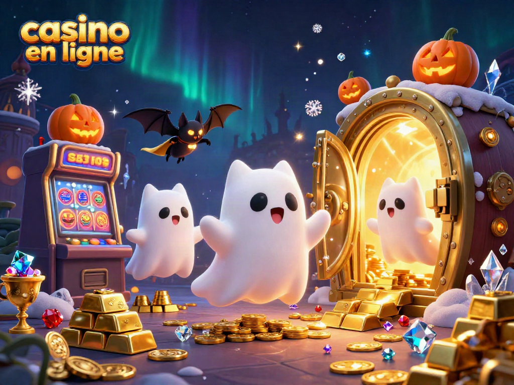Jouez à un casino en ligne avec un chat fantôme, un vampire et des jackpots scintillants.