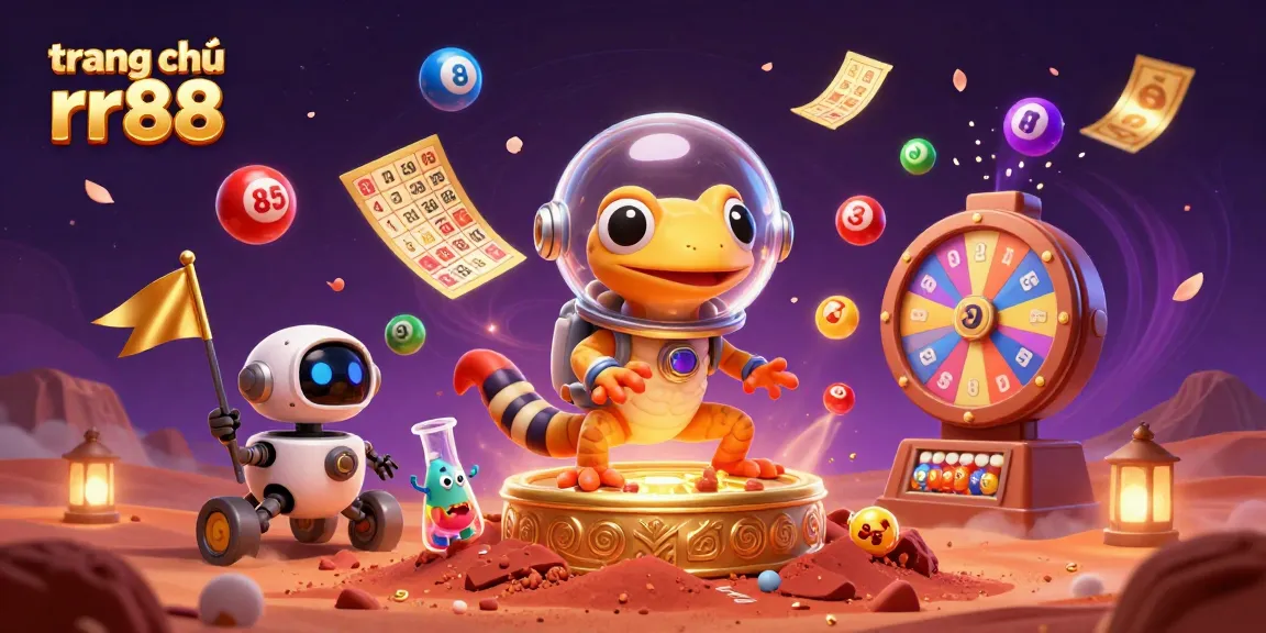 Experience the vibrant casino magic at trang chủ rr88 with a Martian gecko uncovering treasures.
