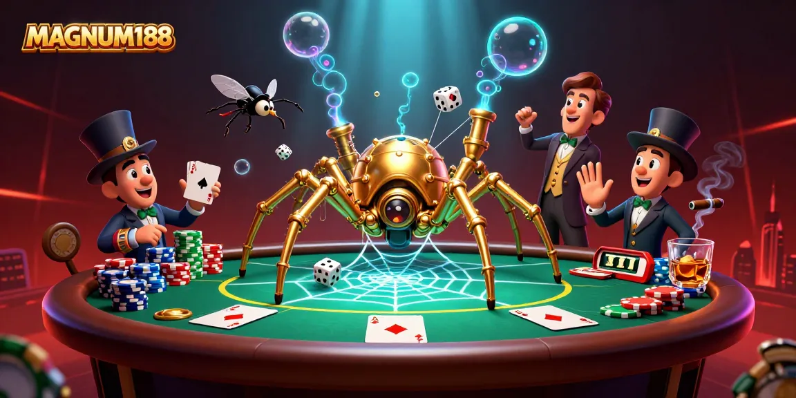 Engage in thrilling gameplay at MAGNUM188 with dynamic steampunk characters and vibrant casino elements.