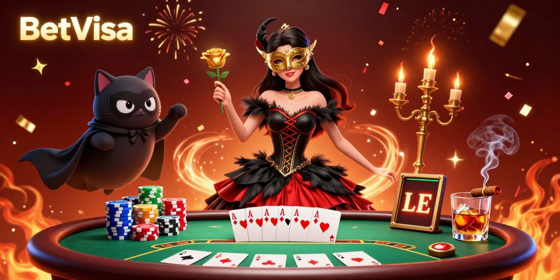 Engage in thrilling gaming action with BetVisa at a lavish poker scene featuring immersive characters.