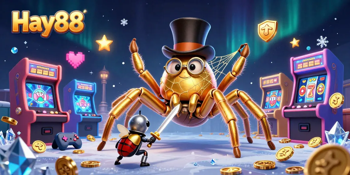 Engage with Hay88 as the golden tarantula and beetle knight animate a vibrant gaming adventure.