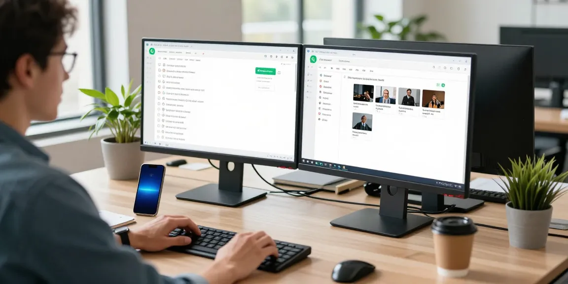 Efficient workspace using WhatsApp電腦版 with modern tech and productivity tools.