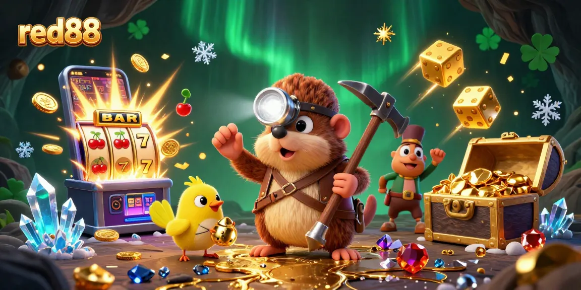 Experience thrilling wins at red88 with a dynamic treasure hunting casino scene full of excitement.
