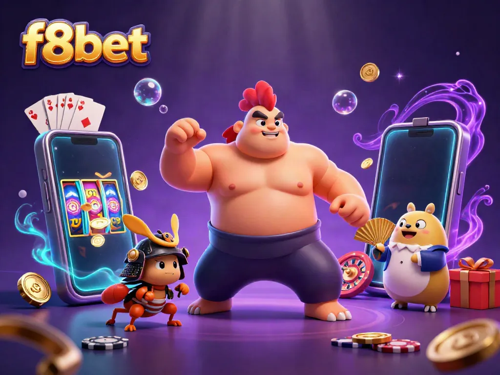 Experience excitement at f8bet with a powerful sumo rooster, fierce cricket, and dynamic casino elements.