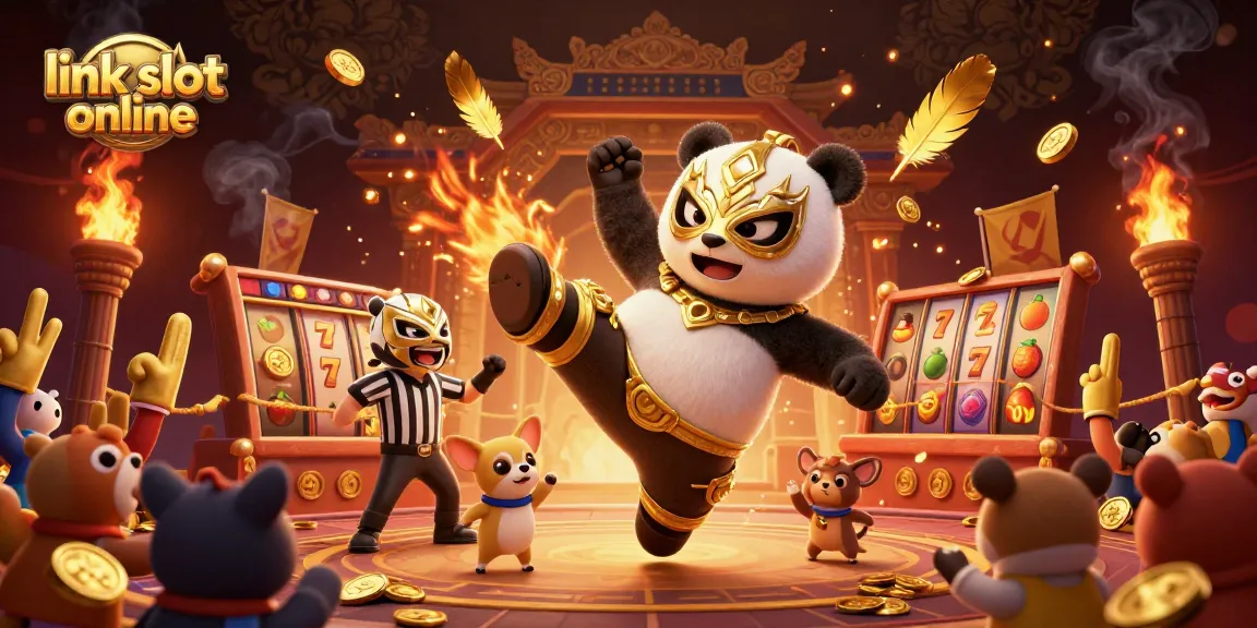 Experience excitement with link slot online and vibrant visuals in this dynamic casino-themed scene.