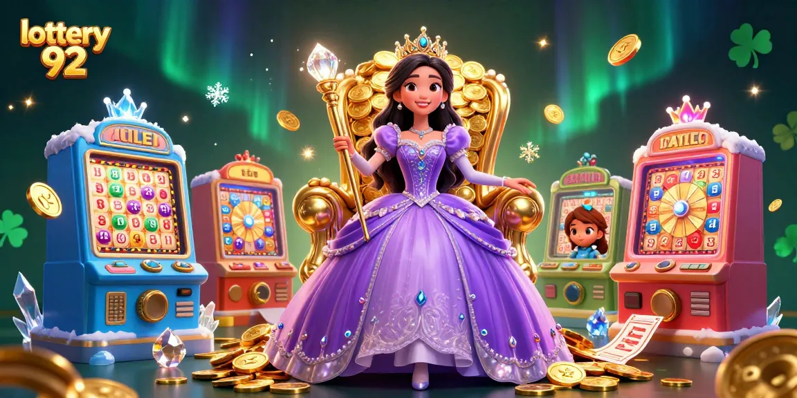Engage with lottery 92 featuring a stunning Asian princess amidst vibrant lottery game elements.
