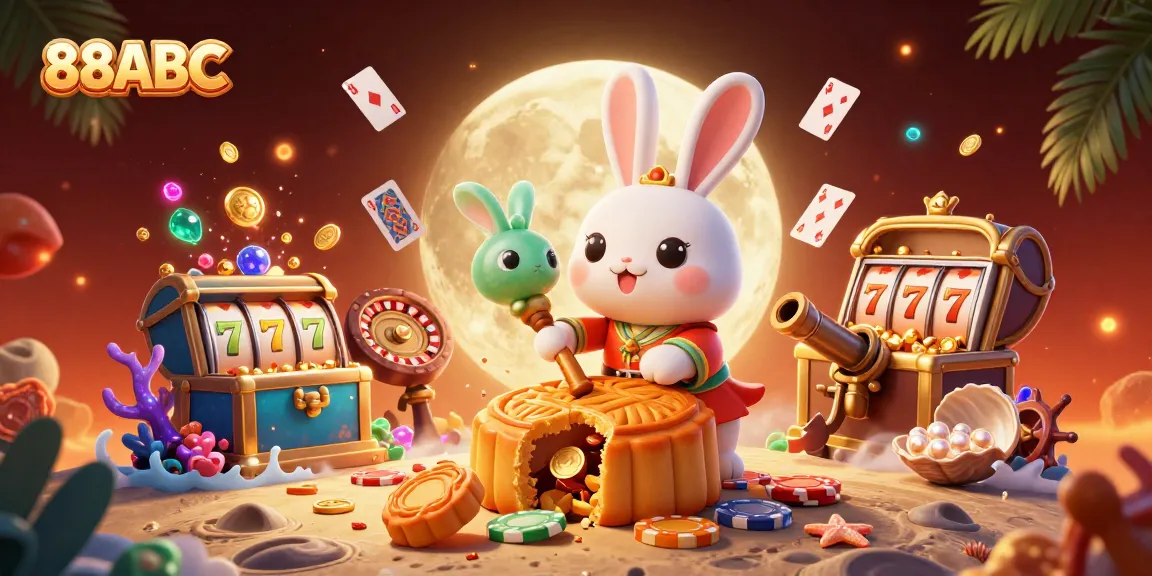 Experience the thrill of 88ABC with moon rabbits, golden mooncakes, and dynamic casino elements!